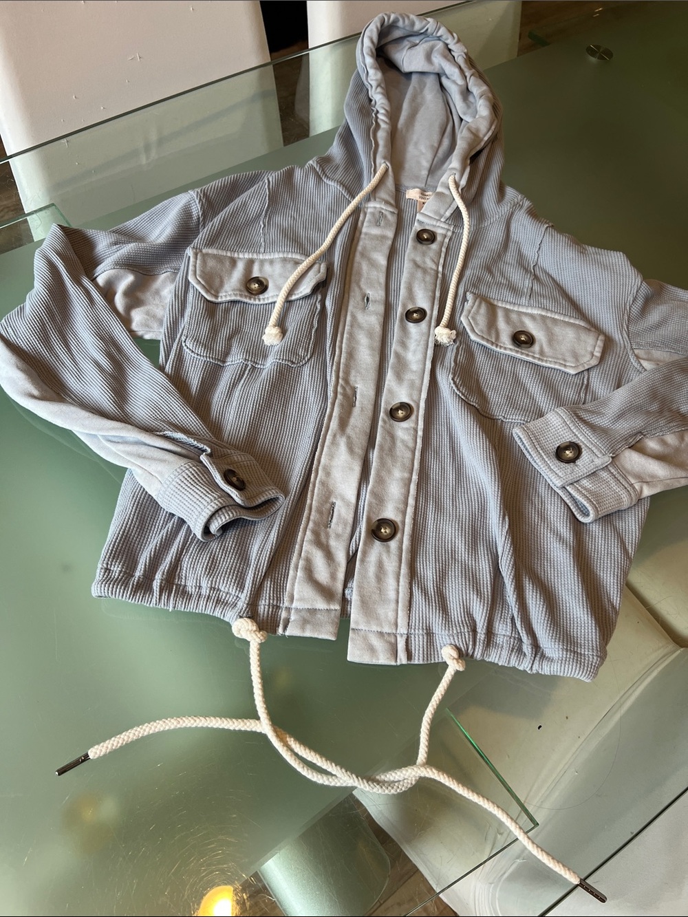 Como Vintage Light Gray Hooded Utility Jacket - Picture 4 of 6